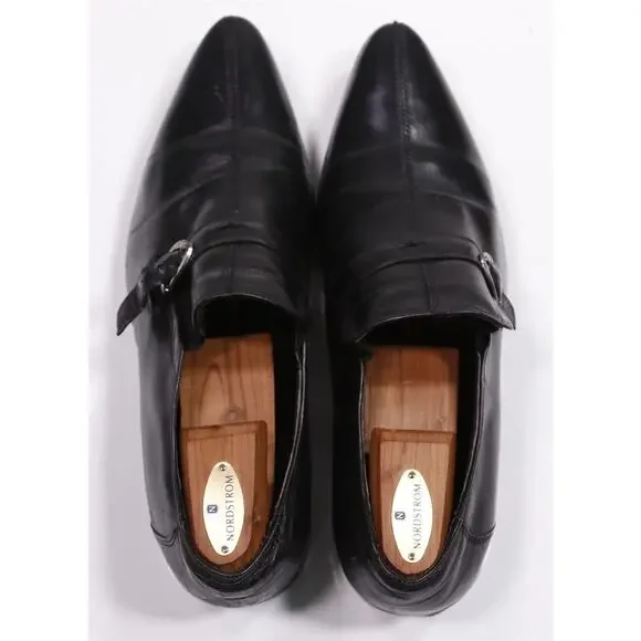 JM Weston Black Leather Point Toe Buckle Dress Shoes Eu 45 